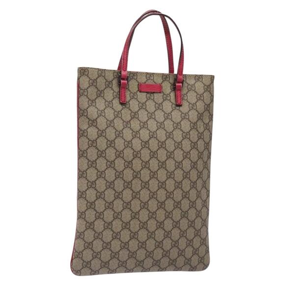 GUCCI GG Supreme Hand Bag Pvc Beige Silver - Picture 1 of 16